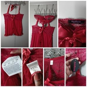 Plus Burgundy 2 piece Lingerie Set Size 3x